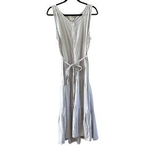 Max Studio Women’s Sleeveless Tiered Cotton Dress With Removable Waist Tie XL